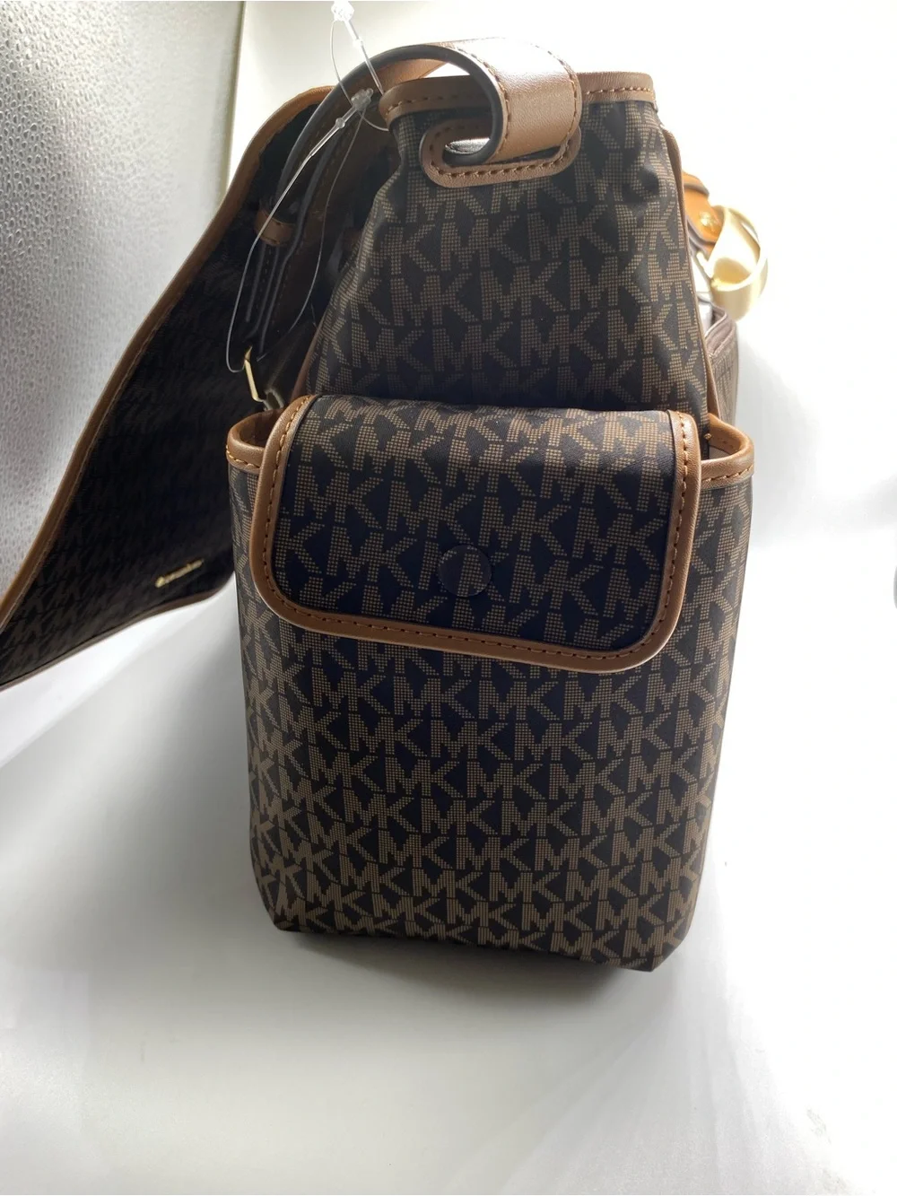 Michael Kors Brown Logo Diaper messenger bag